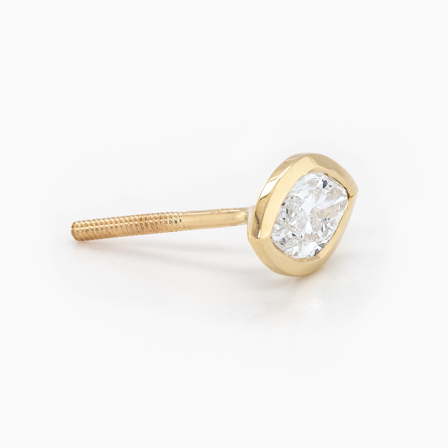 Bezel-Set Marquise-Cut Diamond Stud Earrings, Lab-Grown, 14k Yellow Gold